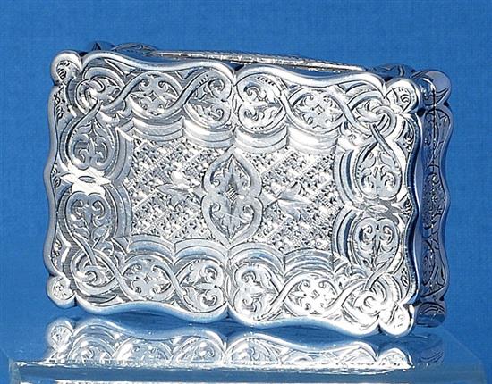 A Victorian silver snuff box, by Frederick Marson, Length 83mm Weight: 4.3oz/134grms